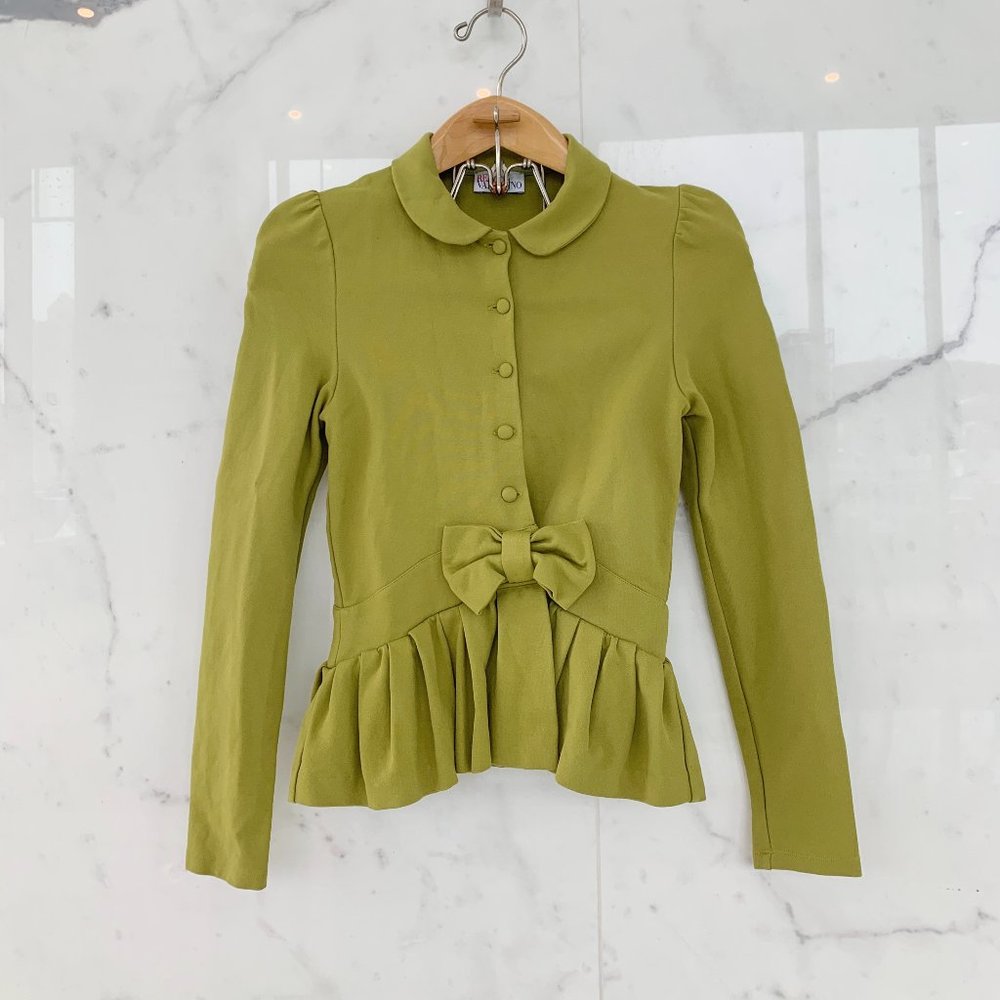 RED VALENTINO Bow Detail Fitted Jacket Pistachio Green